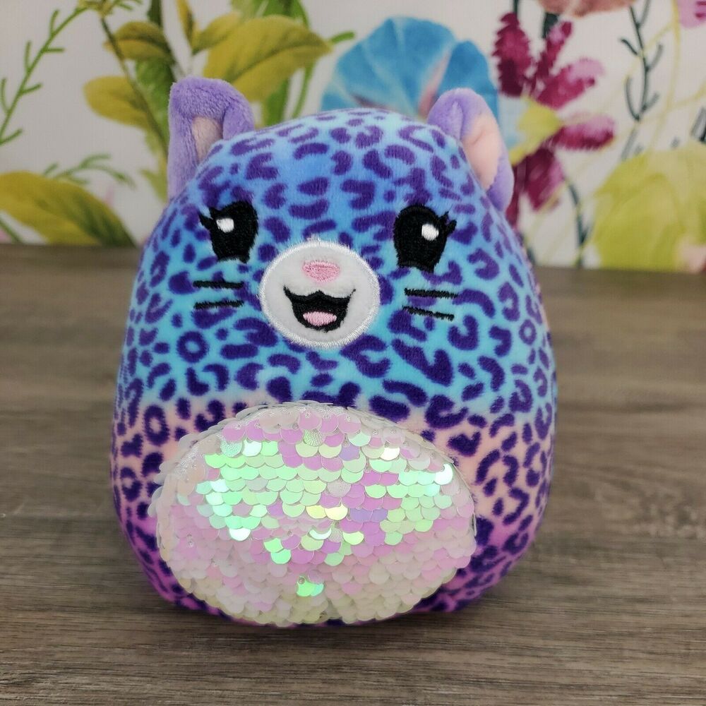 Squishmallows Kat the Lepoard Plush 5" Opened Mystery Squad Kellytoy Purple Pink